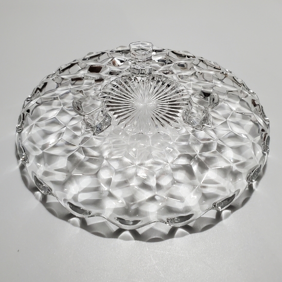 Fostoria American 3 Toed Tidbit 7 1/4" Sparkling Cubist Server - Picture 15 of 15